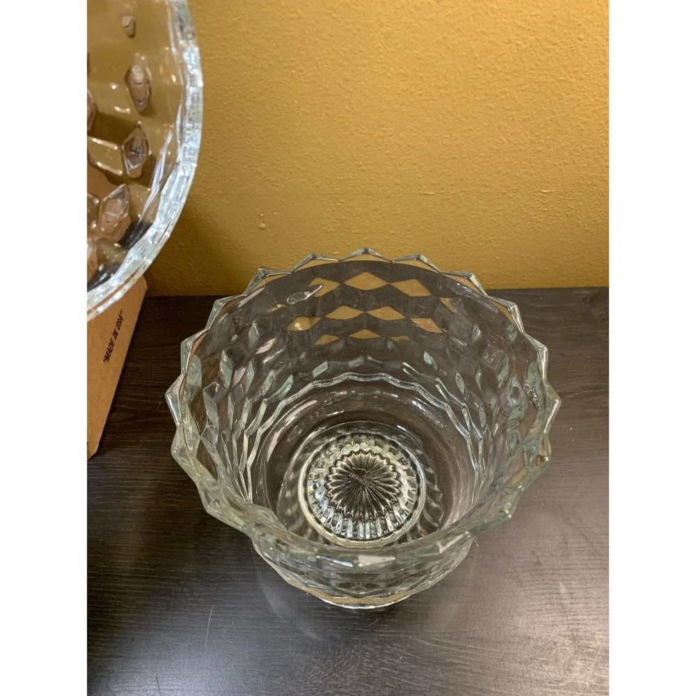 Vintage Homco Lady Love Compote Clear Glass Covered Candy‎ Dish 8